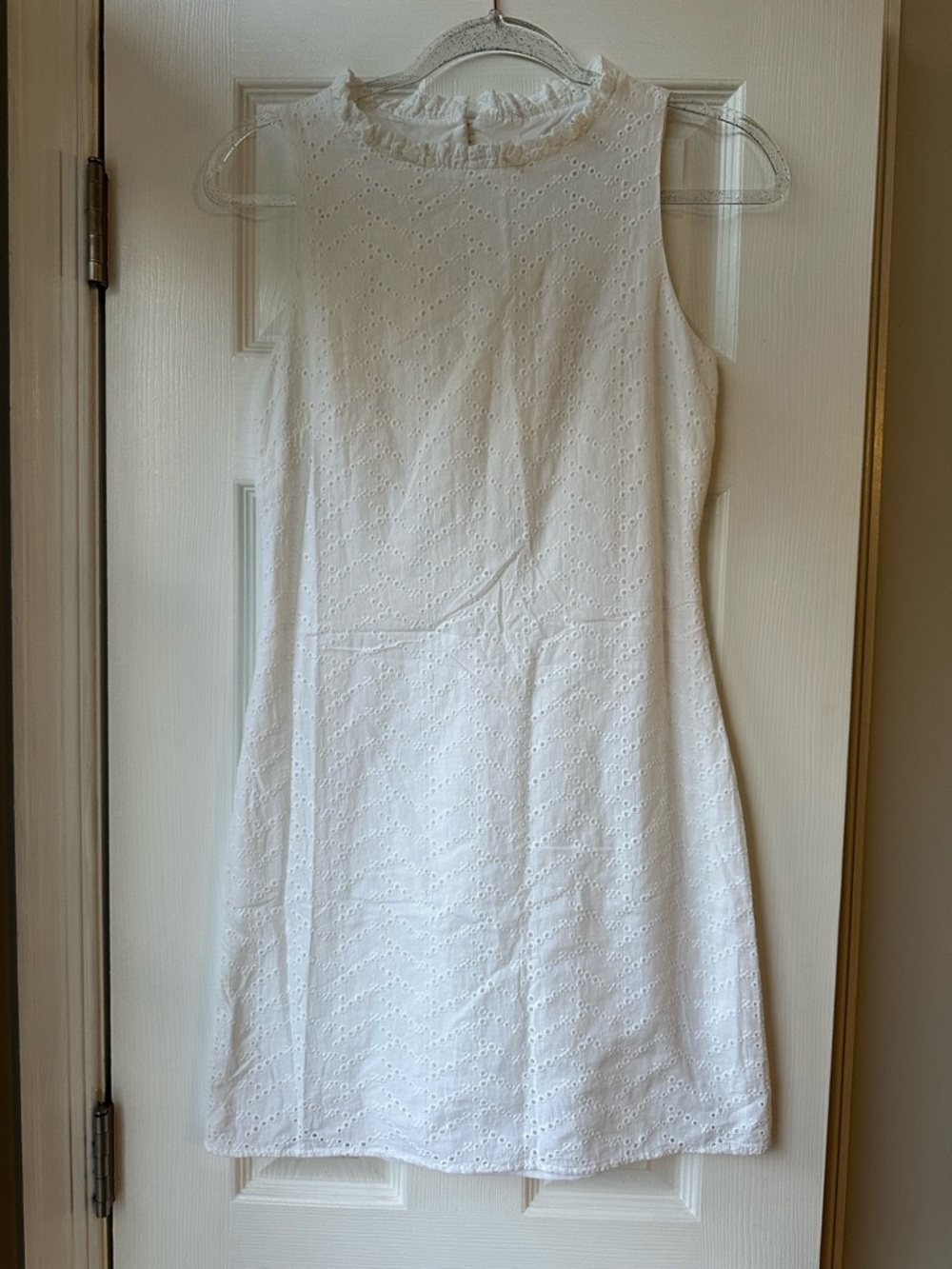 Sail to Sable White Eyelet Sleeveless Shift Dress